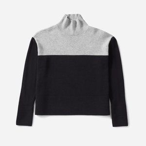 Everlane Navy/Grey Cashmere Square Turtleneck S